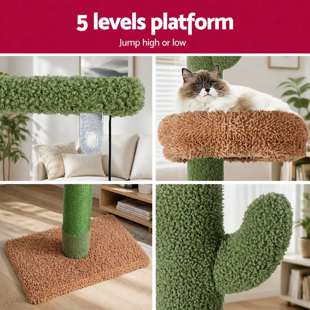 Cat Tree Tower Floor to Ceiling Scratching Post Bed 290cm Adjustable Multi Level