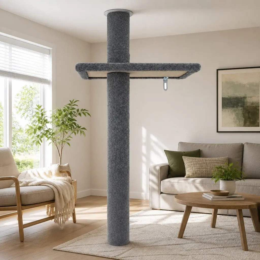 Cat Tree Floor to Ceiling Adjustable Height 290cm Grey