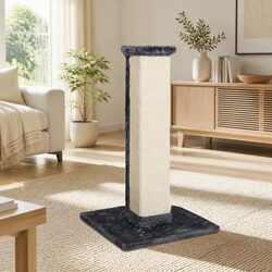 Cat Scratching Post Tower 89cm Tall Sisal Condo Perch Climbing Bed House Grey