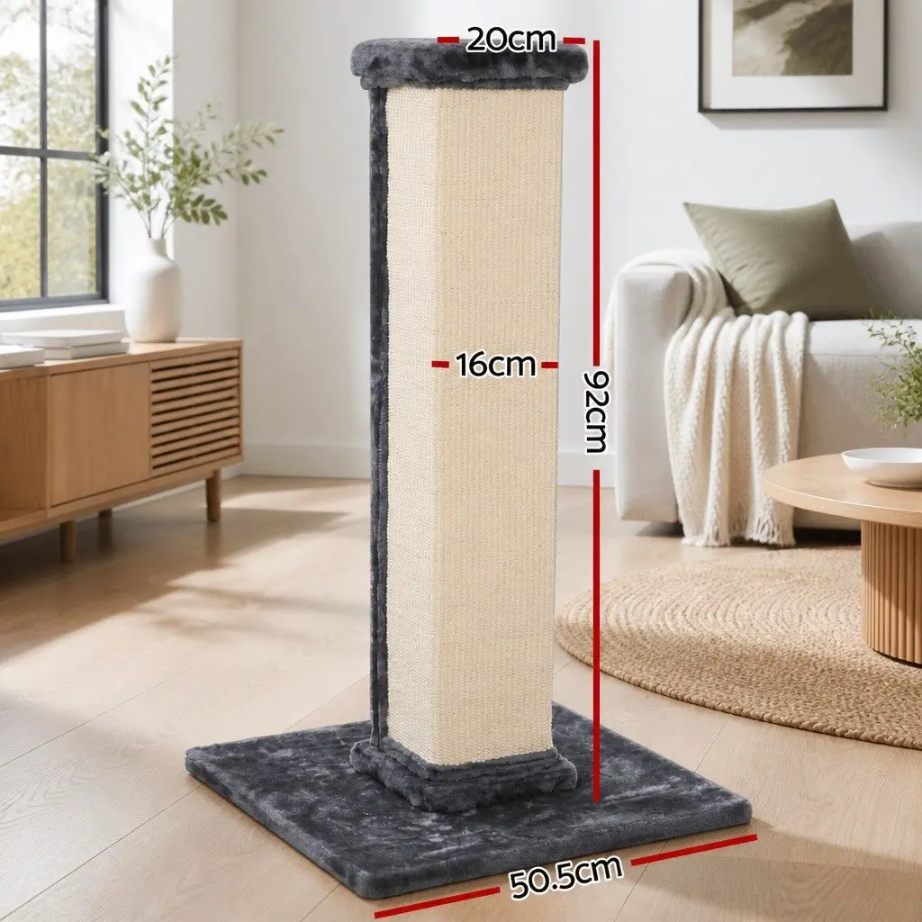 Cat Scratching Post Tower 89cm Tall Sisal Condo Perch Climbing Bed House Grey