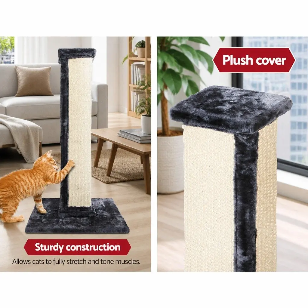 Cat Scratching Post Tower 89cm Tall Sisal Condo Perch Climbing Bed House Grey
