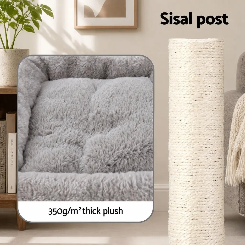 Cat Tree Wooden Multi-Level 67cm Light Grey Scratching Post Condo House