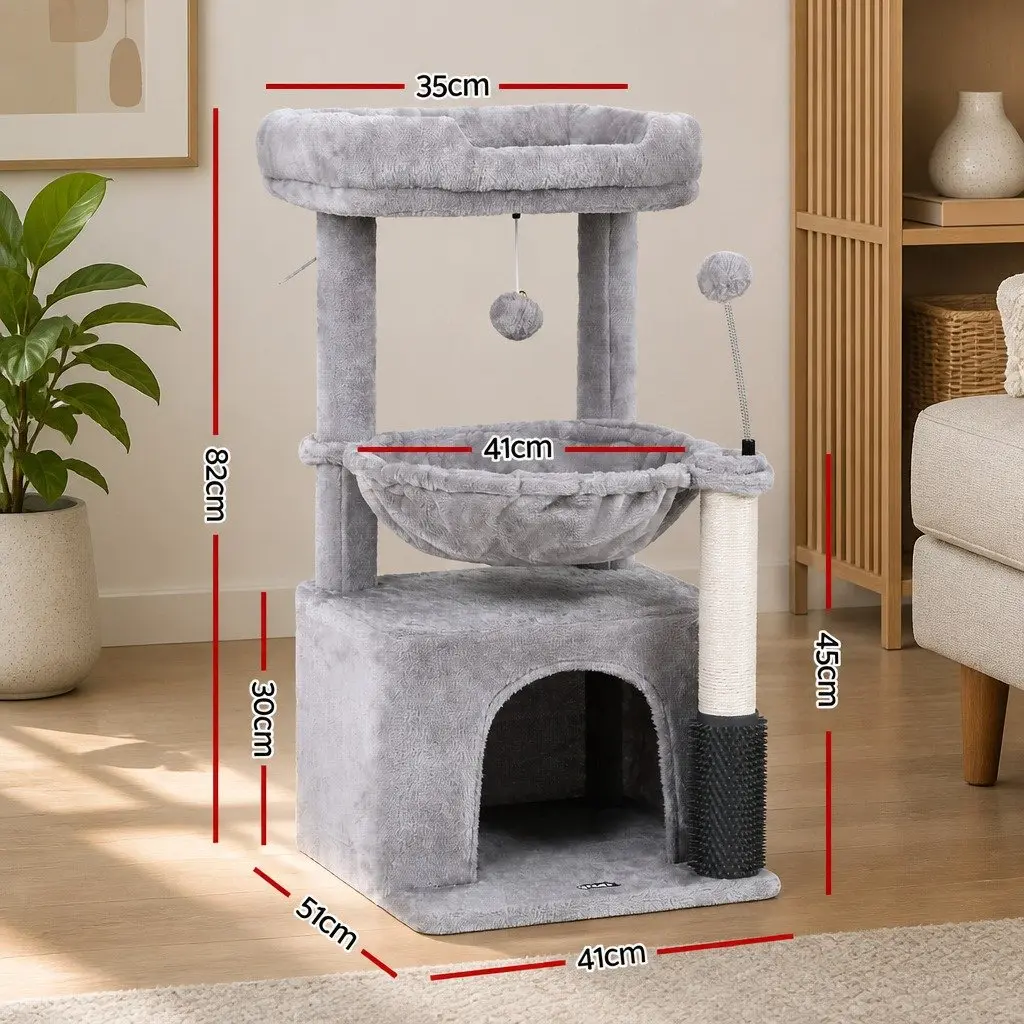 Cat Tree Tower Multi-Level Natural Sisal Scratching Post 82cm Light Grey