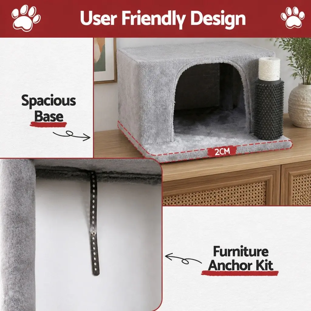 Cat Tree Tower Multi-Level Natural Sisal Scratching Post 82cm Light Grey