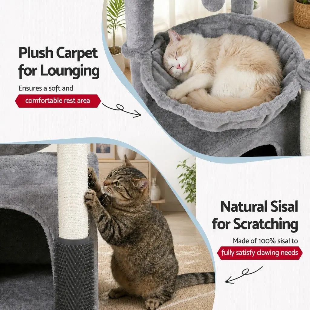 Cat Tree Tower Multi-Level Natural Sisal Scratching Post 82cm Light Grey