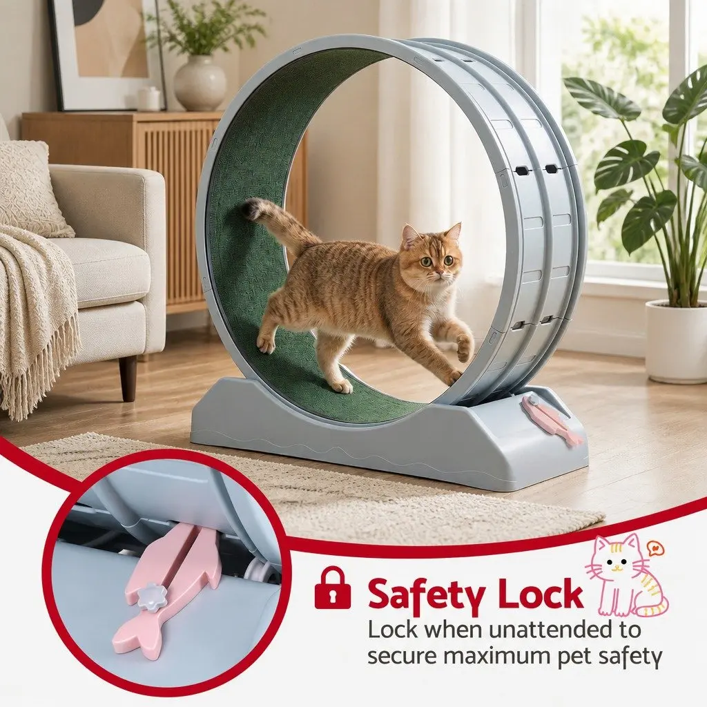 Cat Exercise Wheel Indoor PP 78cm Blue Green Mute Roller Safety Lock Detachable