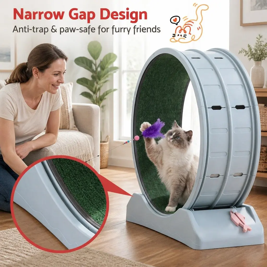 Cat Exercise Wheel Indoor PP 78cm Blue Green Mute Roller Safety Lock Detachable