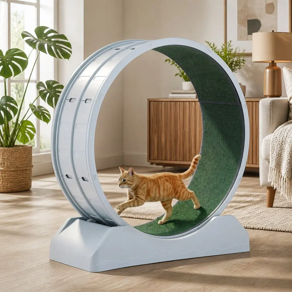 Cat Exercise Wheel Indoor PP 78cm Blue Green Mute Roller Safety Lock Detachable