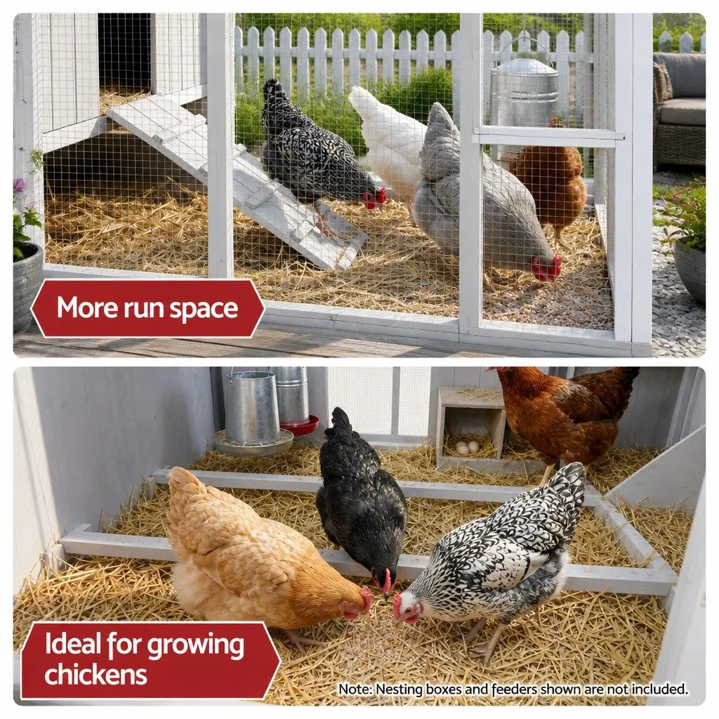 Chicken Coop Wooden 219cm Outdoor Enclosure Grey