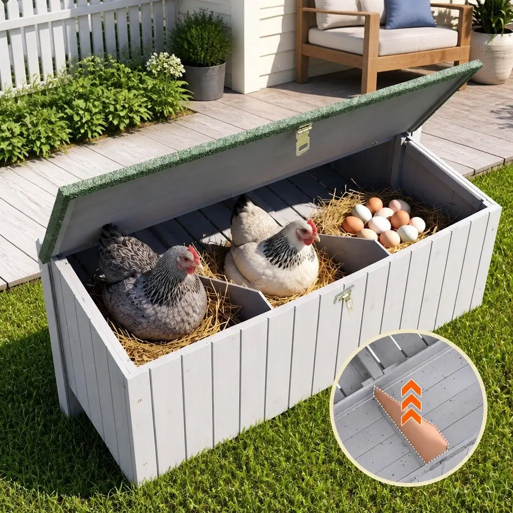Chicken Coop Wooden 219cm Outdoor Enclosure Grey