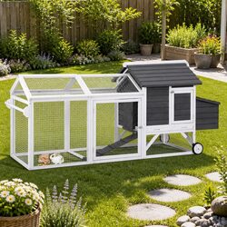 Wooden Chicken Coop Rabbit Hutch Extra Large Outdoor Run Bunny Cage House