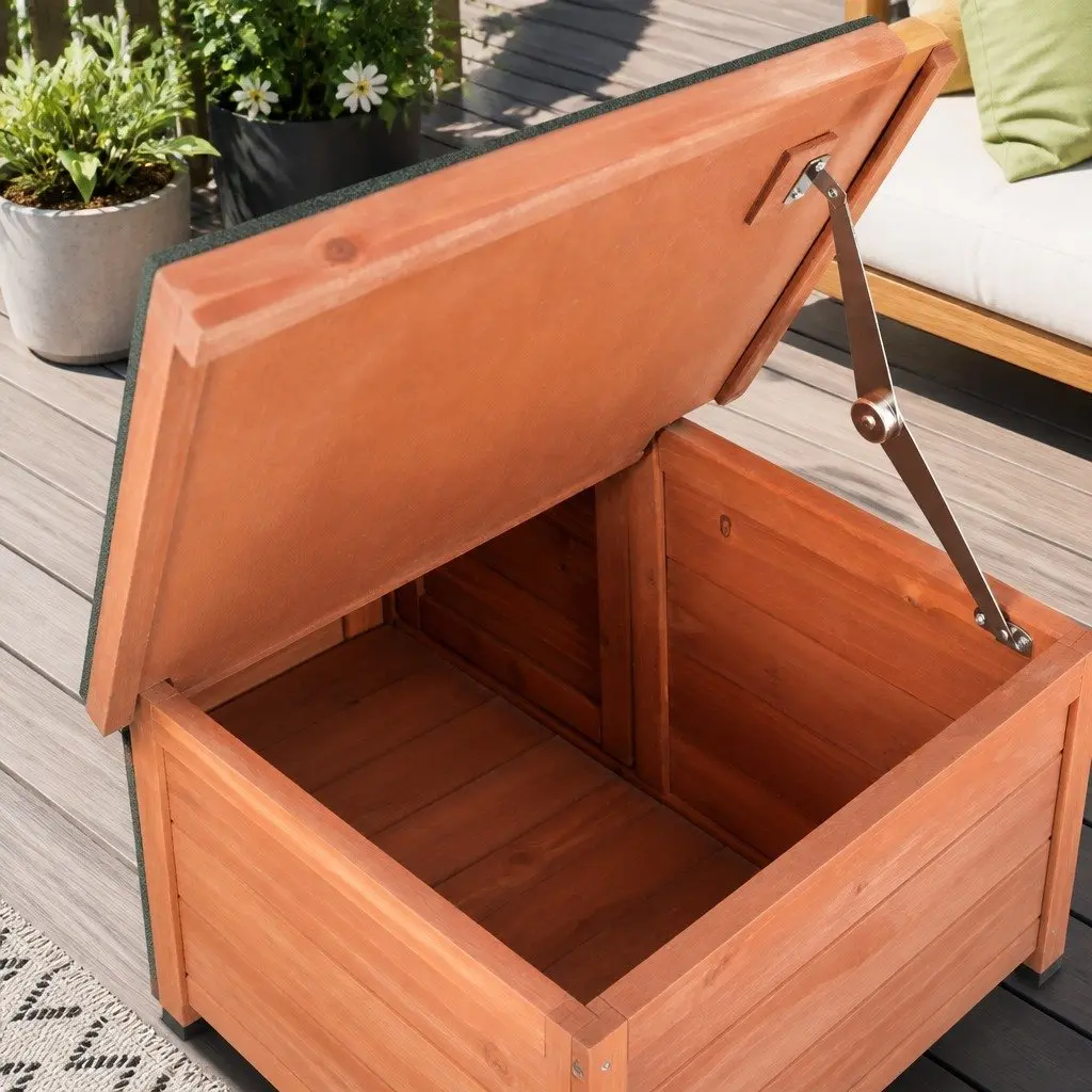 Outdoor Cat House Wooden Shelter 70cm Brown Green