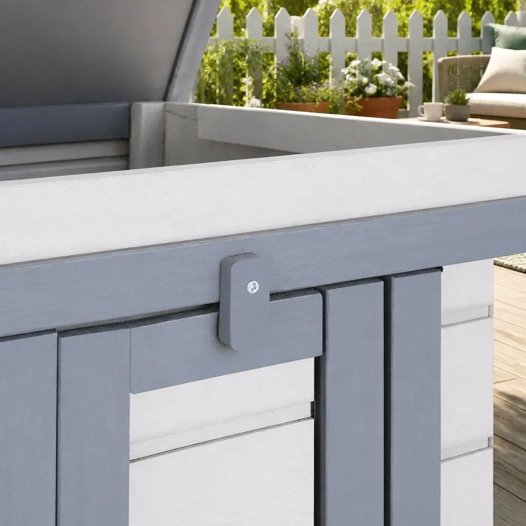Outdoor Wooden Cat House Small Animal Shelter Enclosure 52cm Long 42cm Wide 40cm High White Grey