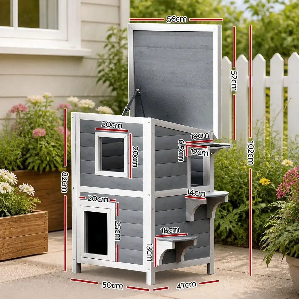 Wooden Pet Hutch Outdoor Cat Rabbit House Shelter Condo Small Animal Cage