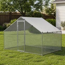 Spacious Silver Chicken Coop and Rabbit Hutch 3x2x2m