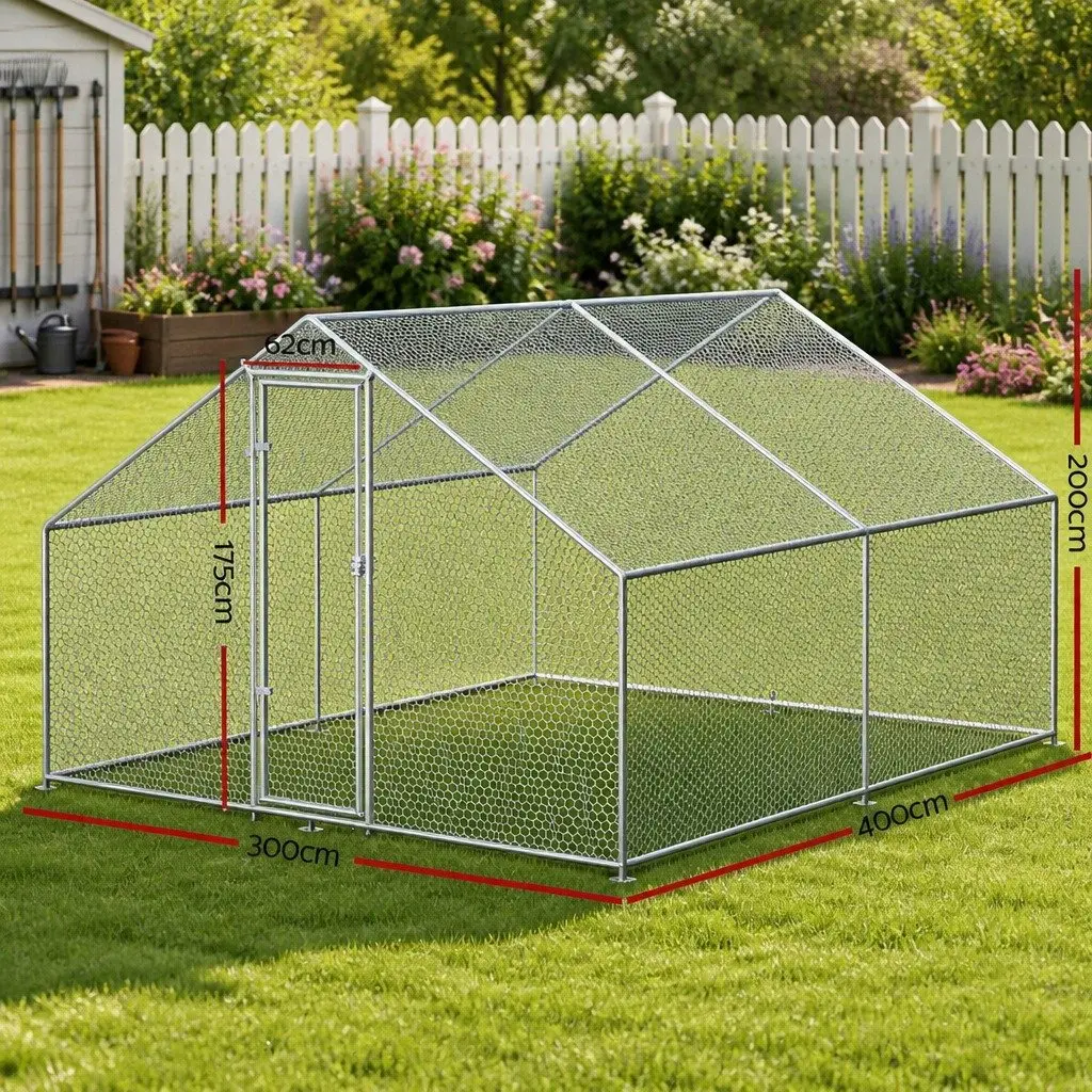 3x4x2m Chicken Coop for Backyard Use