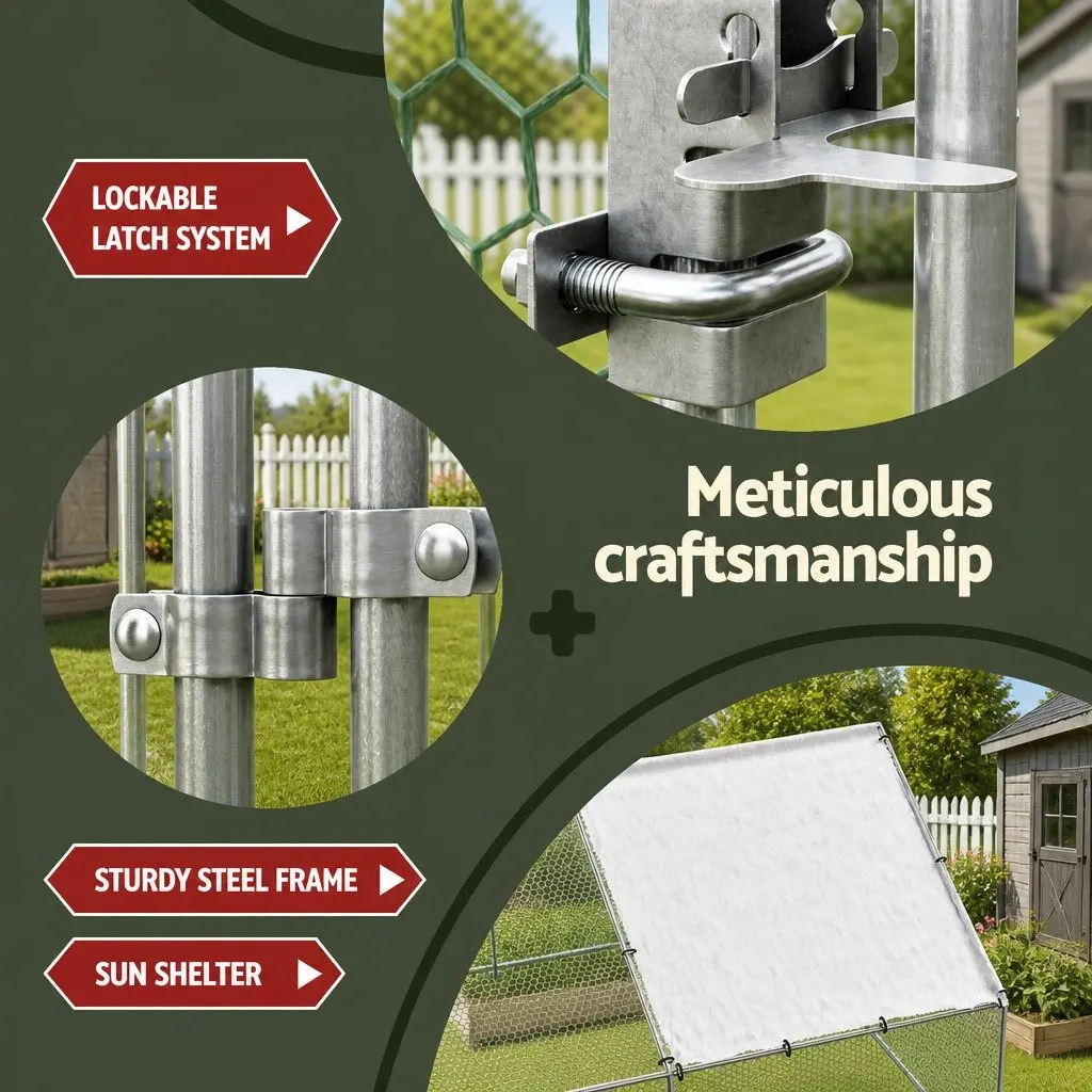 Chicken Coop Galvanised Steel 3x8x2m Silver Poultry Pet Housing Run