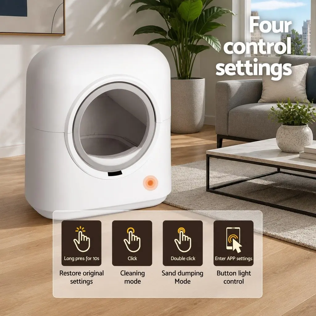 Automatic Cat Litter Box Self-Cleaning Plastic Large White