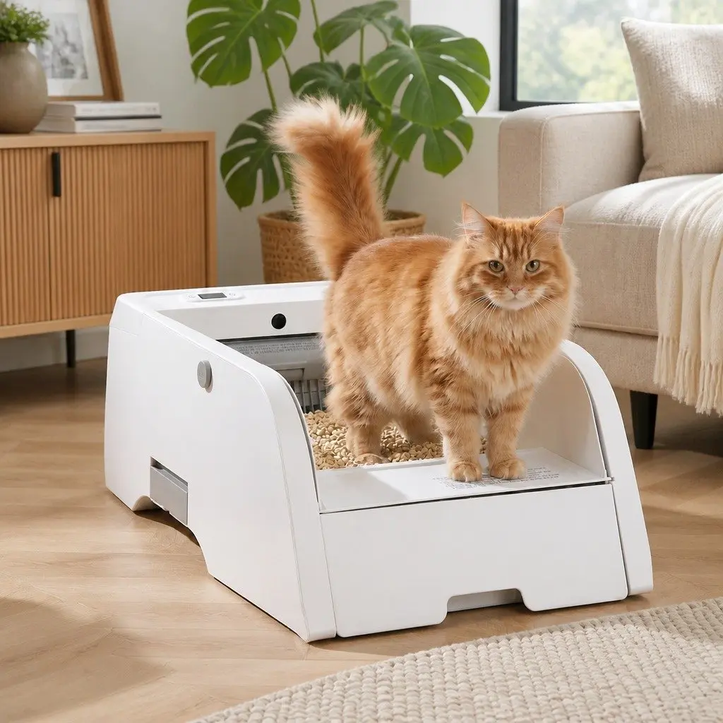 Self-Cleaning Automatic Cat Litter Box White 5L with App Control and Ultra-Low Noise