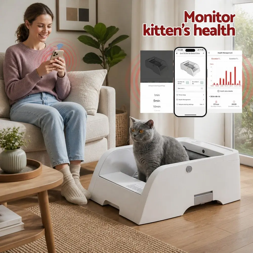Self-Cleaning Automatic Cat Litter Box White 5L with App Control and Ultra-Low Noise