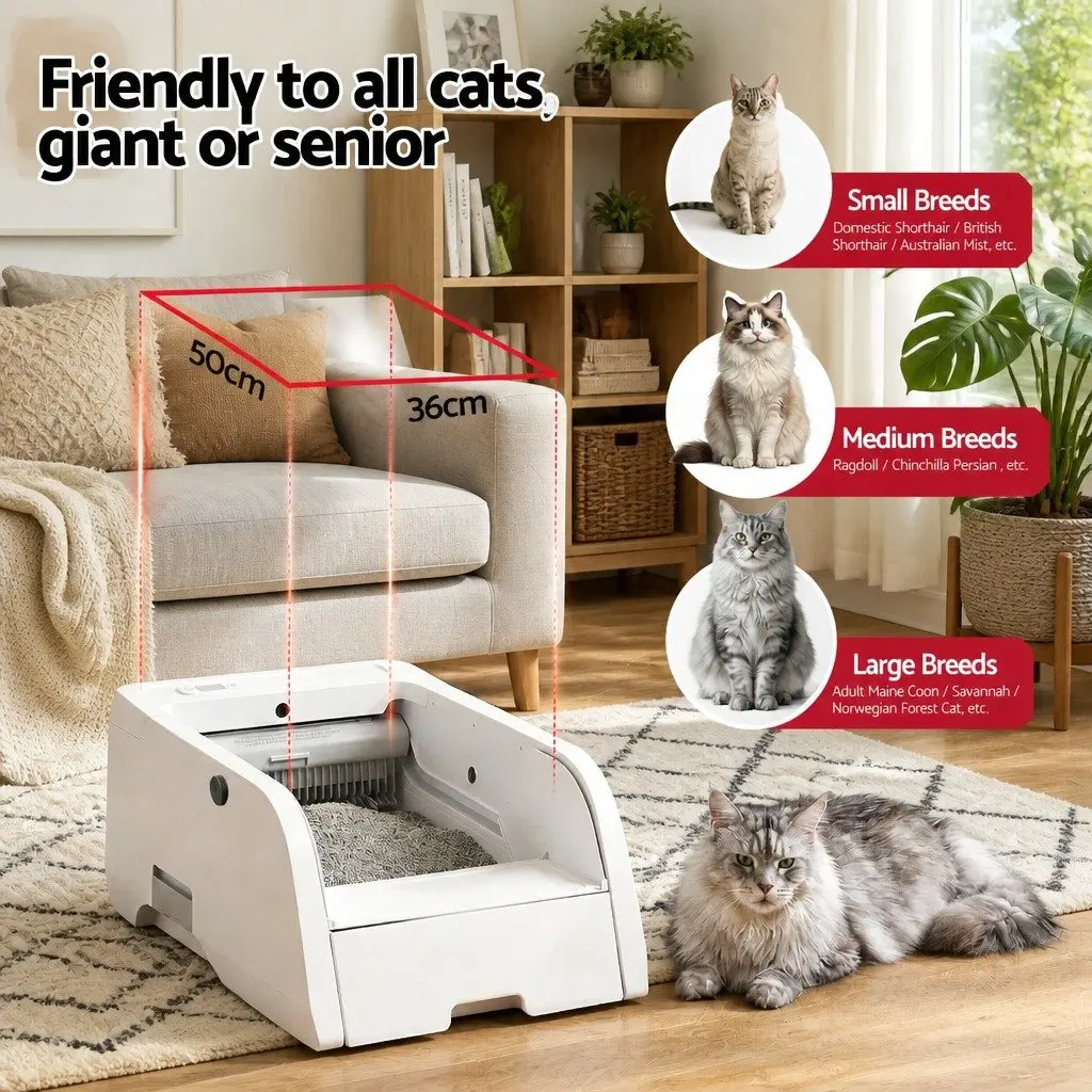 Self-Cleaning Automatic Cat Litter Box White 5L with App Control and Ultra-Low Noise