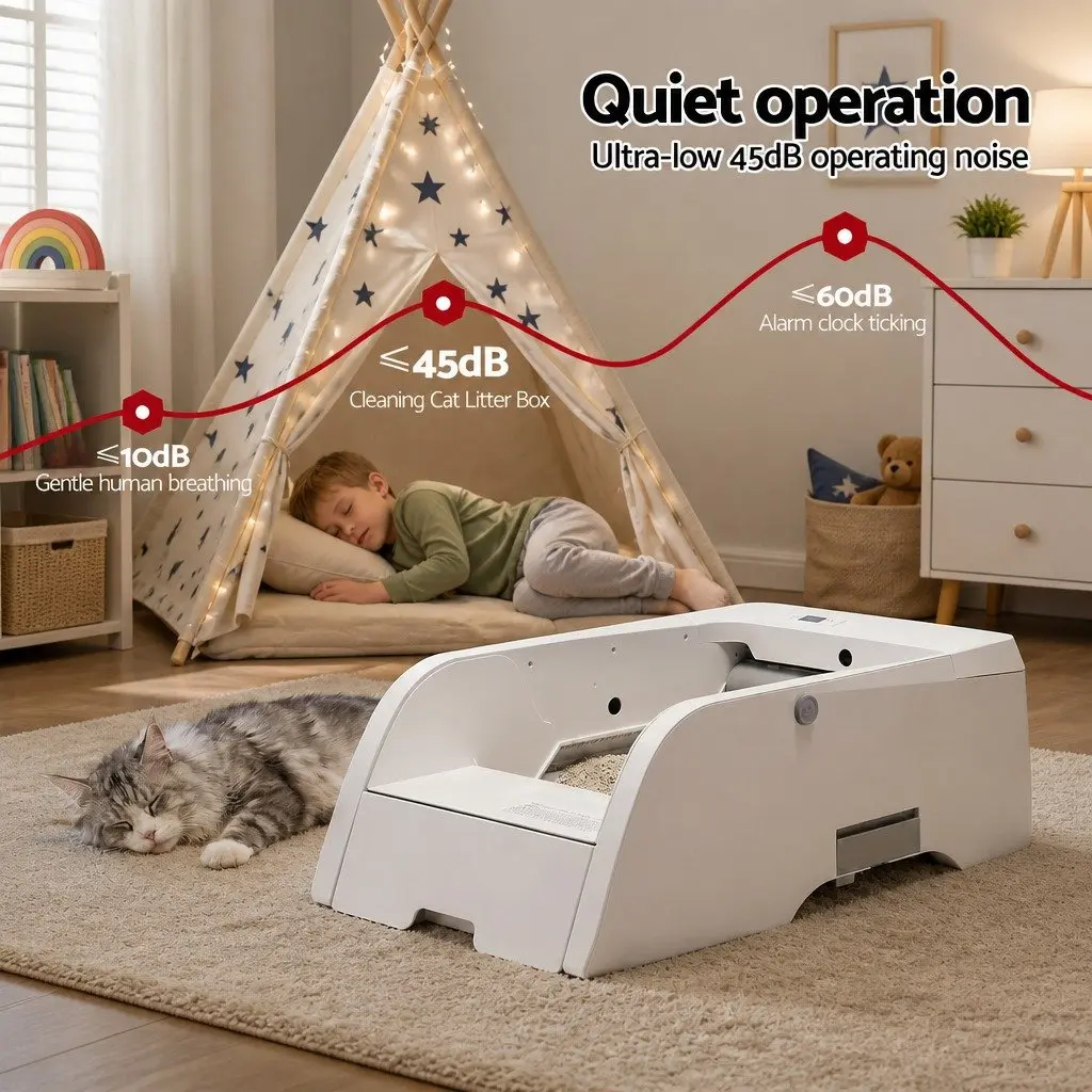 Self-Cleaning Automatic Cat Litter Box White 5L with App Control and Ultra-Low Noise