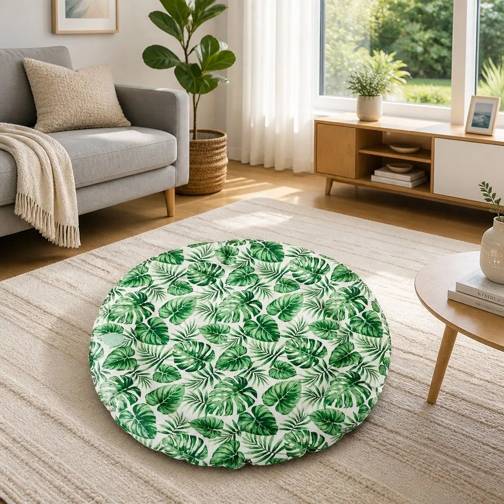 Pet Cooling Mat Gel Round Bed Cushion 50cm Green Non-Toxic PVC