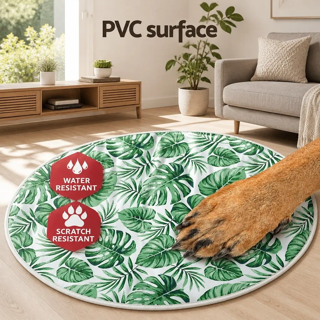 Pet Cooling Mat Gel Round Bed Cushion 50cm Green Non-Toxic PVC