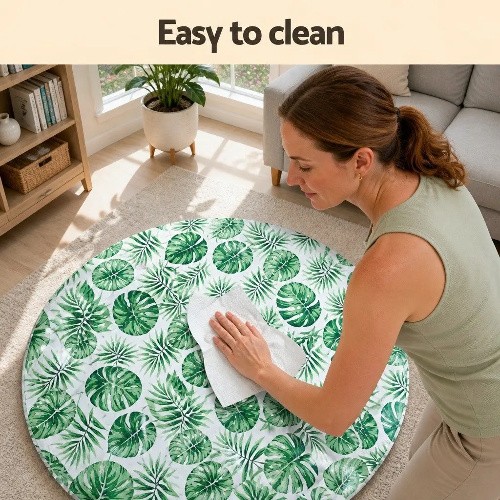 Pet Cooling Mat Gel Round Bed Cushion 50cm Green Non-Toxic PVC