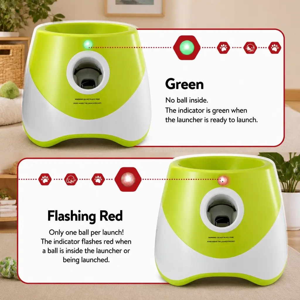 Dog Ball Launcher Automatic Interactive Toy ABS Plastic Foam 26 x 24 x 22 cm White Green