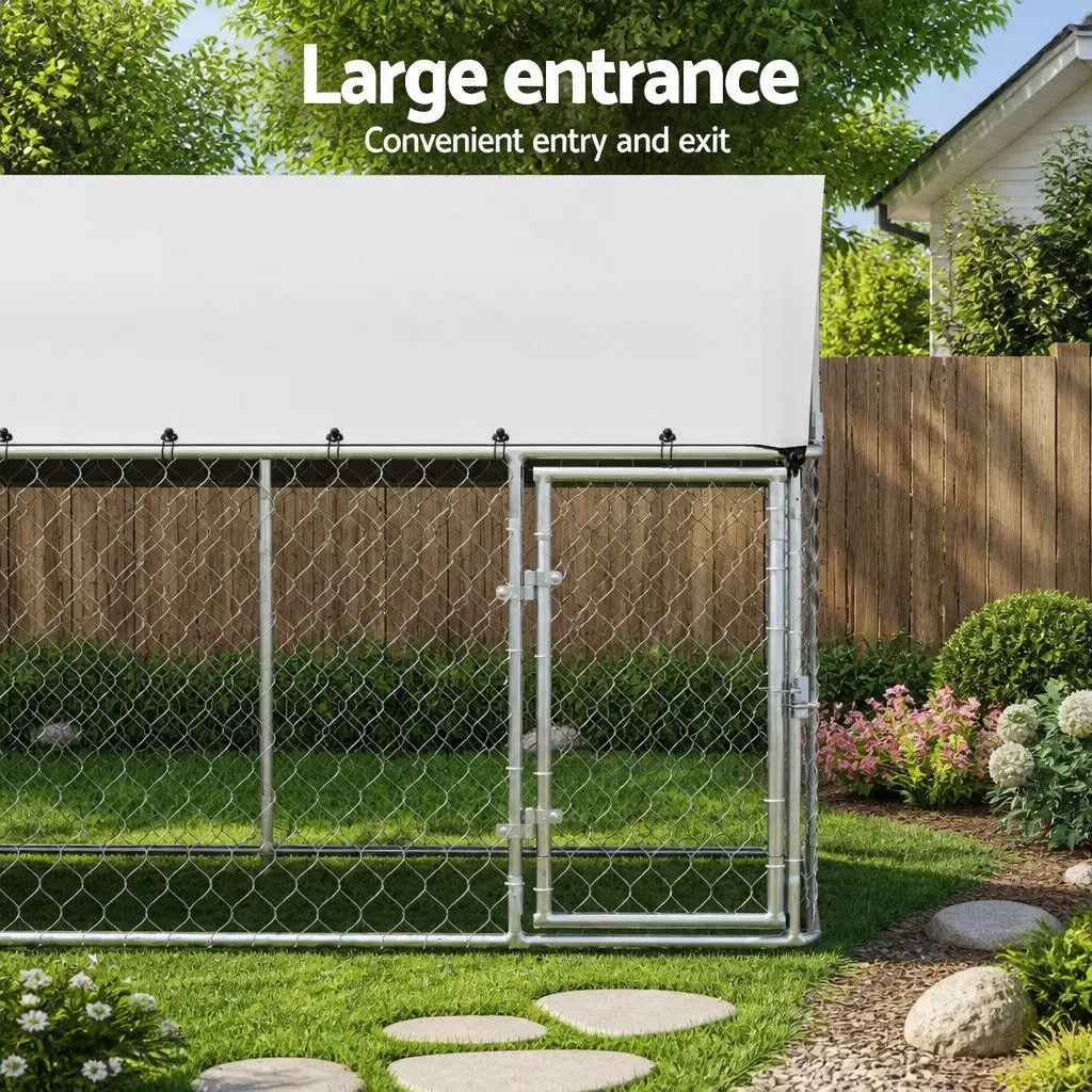 Silver Outdoor Dog Kennel Large Pet Run Cage 2M x 4M