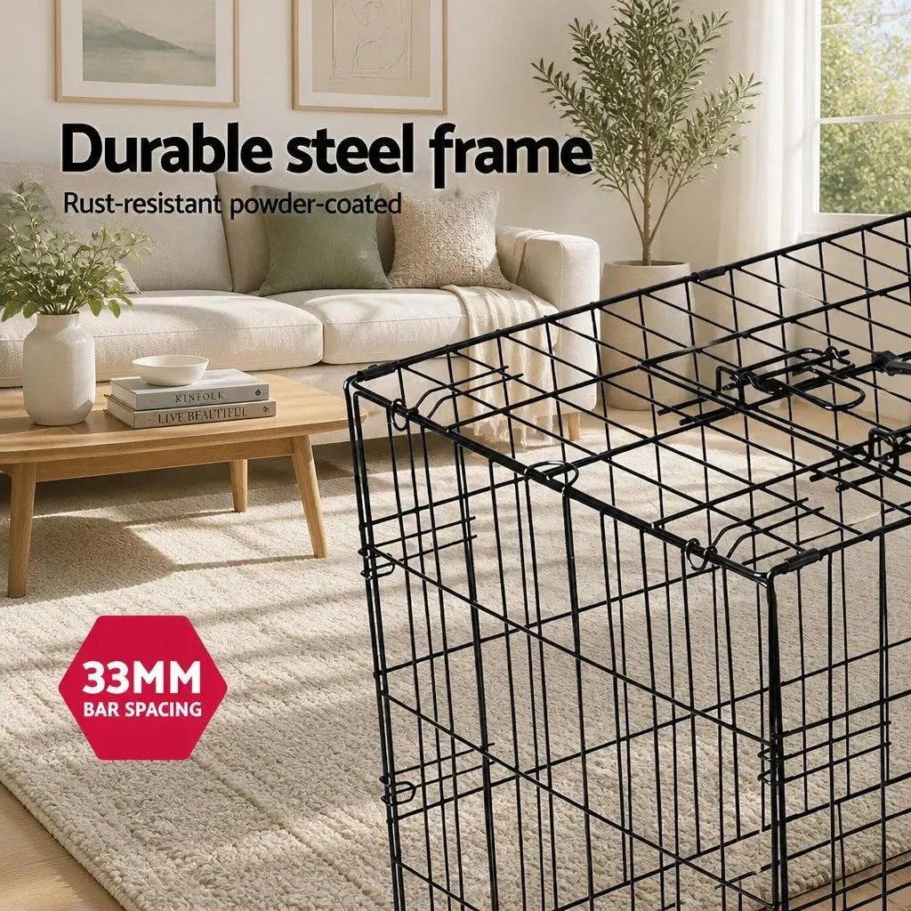 36 Inch Dog Cage Crate Kennel Foldable 3 Door Medium Pet Black