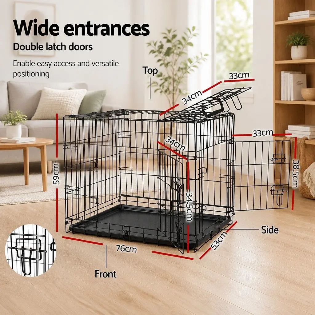 36 Inch Dog Cage Crate Kennel Foldable 3 Door Medium Pet Black