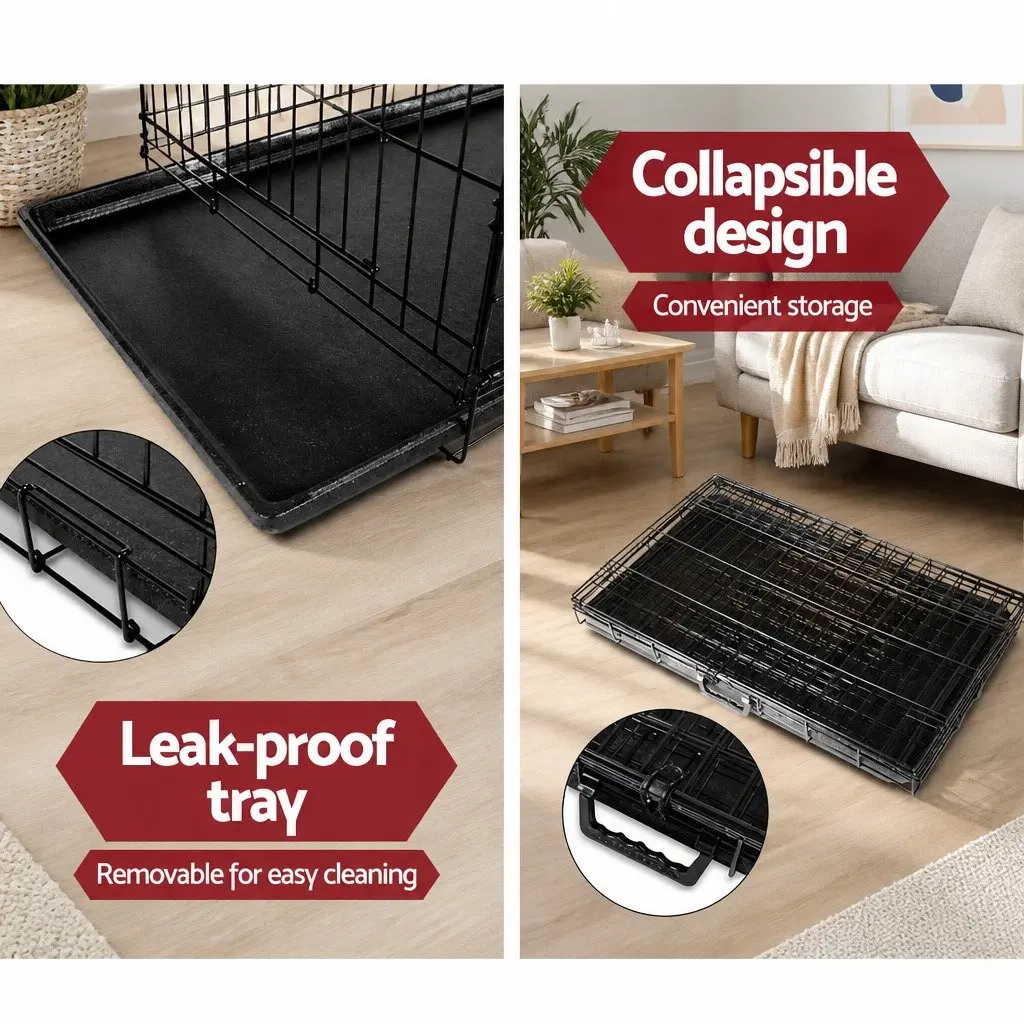 36 Inch Dog Cage Crate Kennel Foldable 3 Door Medium Pet Black