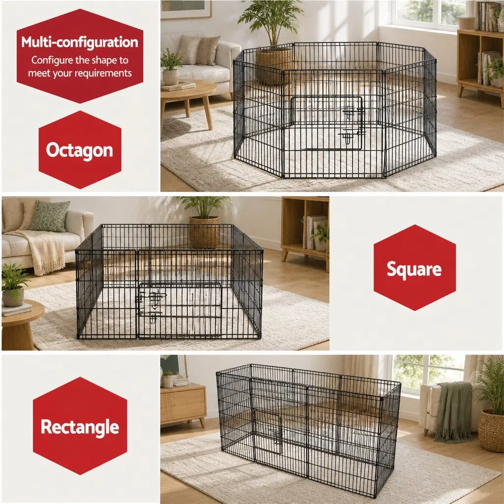 8 Panel Pet Playpen Exercise Cage Enclosure Foldable Dog Fence Pen Indoor