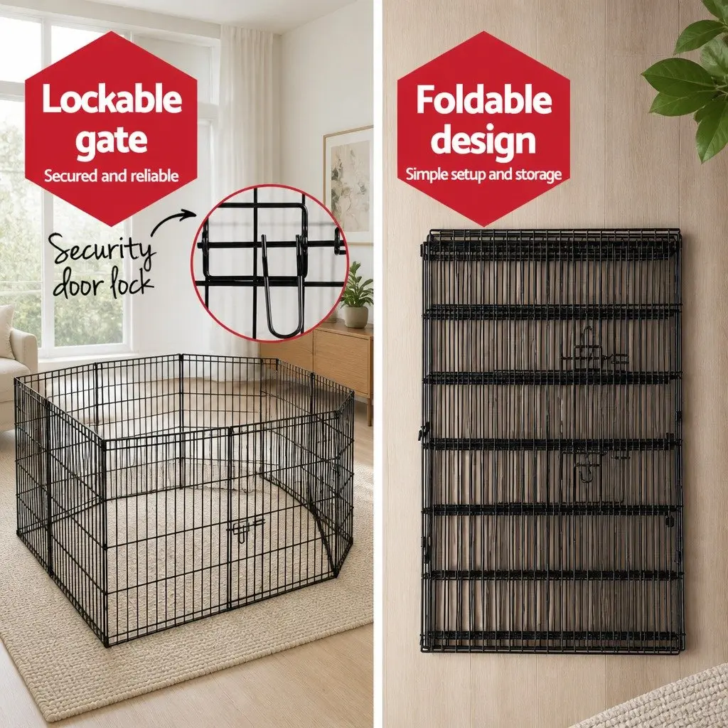 8 Panel Pet Playpen Exercise Cage Enclosure Foldable Dog Fence Pen Indoor