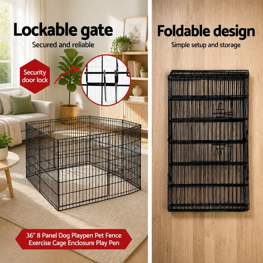 8 Panel Dog Playpen for Home and Outdoors