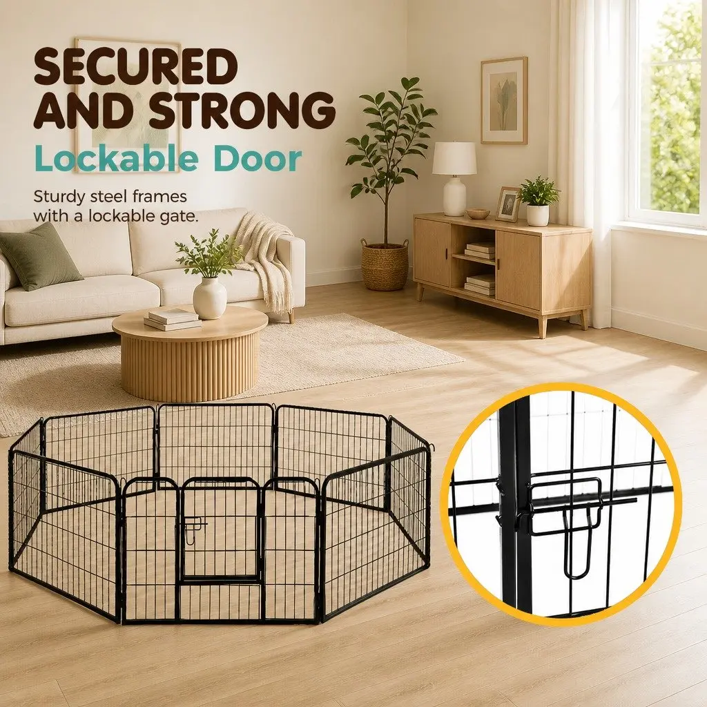 8 Panel 24" Metal Pet Playpen for Home Use