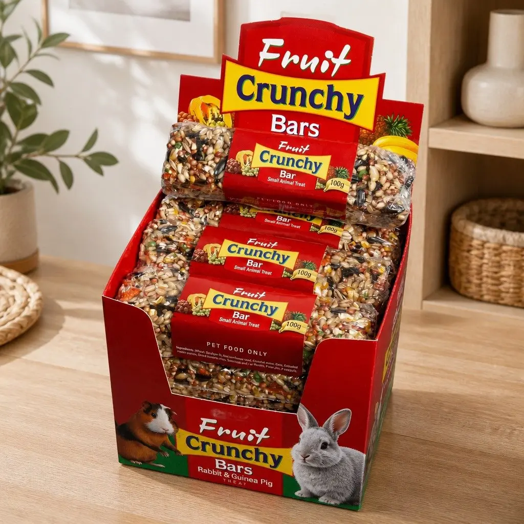 Small Animal Treat Bar Natural Wooden Core 100g Colourful Fruits Grains Seeds