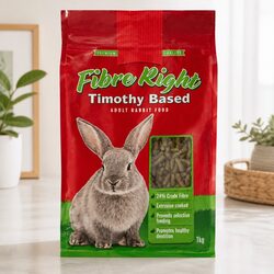 Practical 1kg Adult Rabbit Food with High Fibre and Timothy Hay