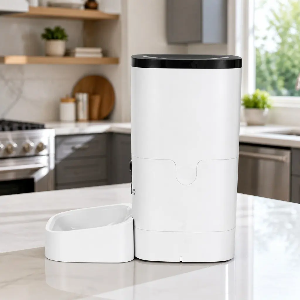 Automatic Pet Feeder WiFi 6L Smart Food Dispenser with Camera for Dogs and Cats White