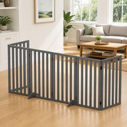 Dog Playpen Gate 6 Panels Pet Enclosure Foldable Wooden Play Pen Safety Fence