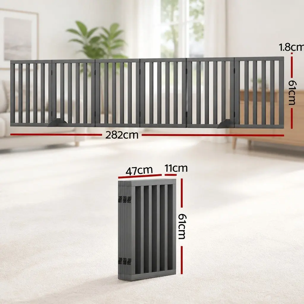 Dog Playpen Enclosure 6 Panel MDF 282cm Grey Foldable