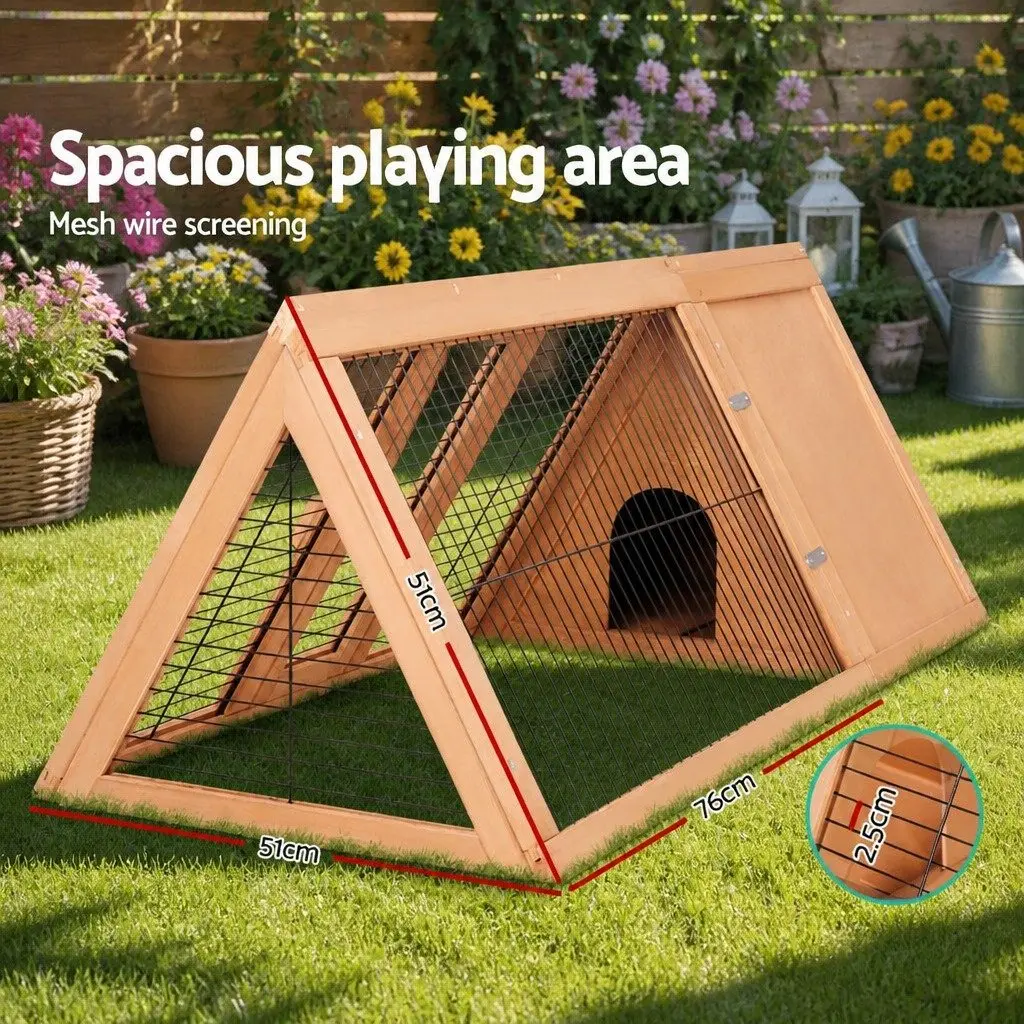 Rabbit Hutch Wooden Cage 119cm Natural Wood Double Door