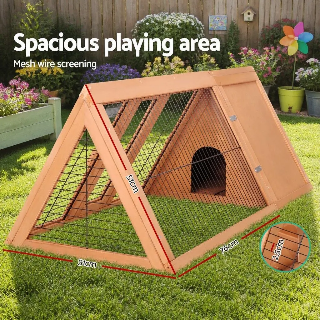 Rabbit Hutch Wooden Cage 119cm Natural Wood Double Door