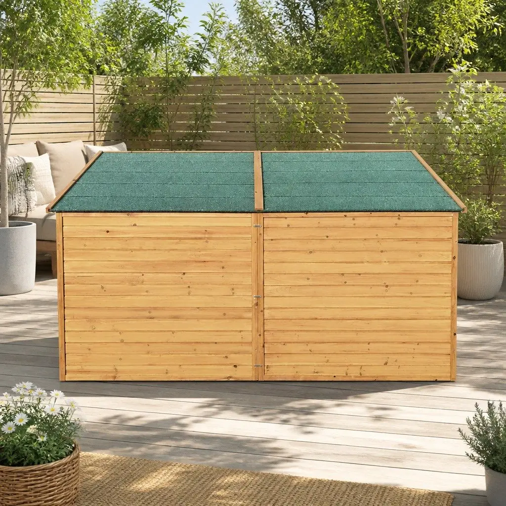 Extra Large Wooden Dog Kennel Outdoor Shelter Cabin Bed Brown