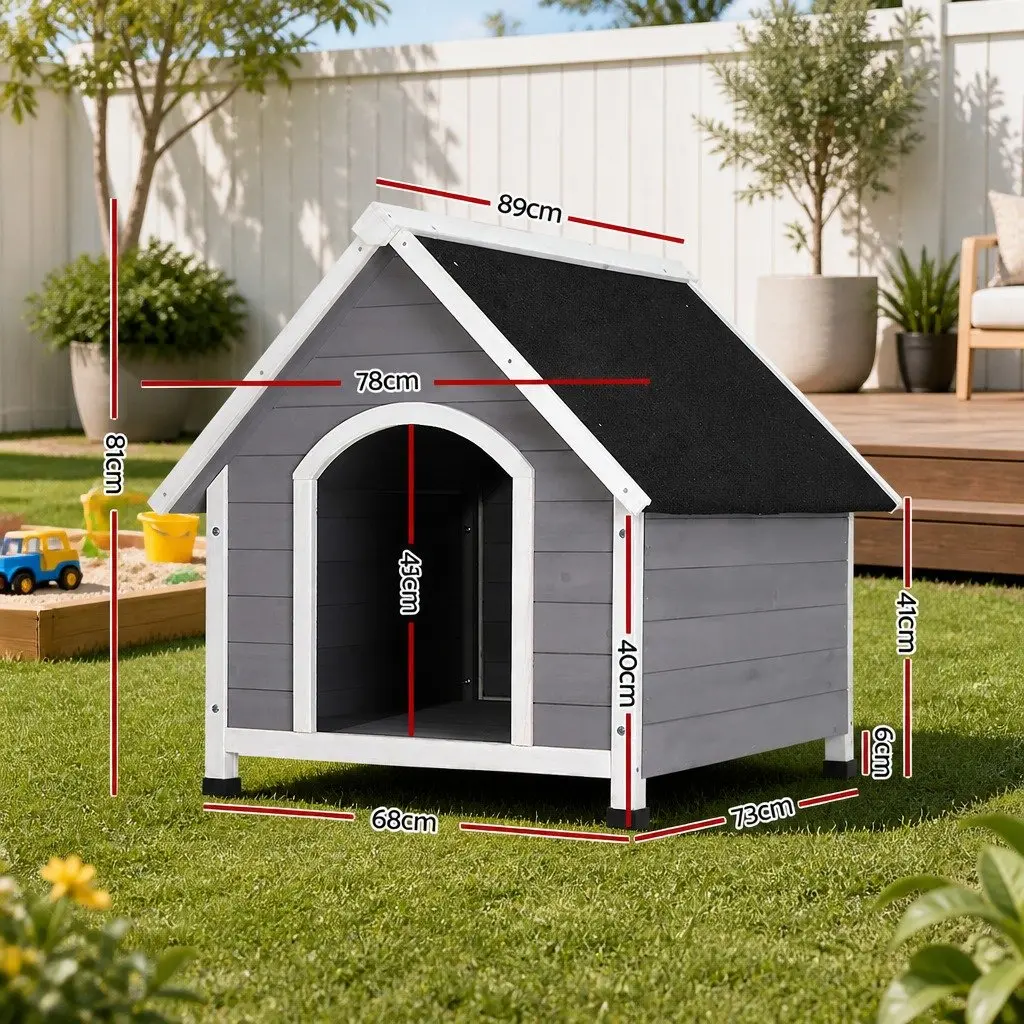Dog Kennel Wooden Large Outdoor House Indoor Puppy Pet Cabin Weatherproof Grey