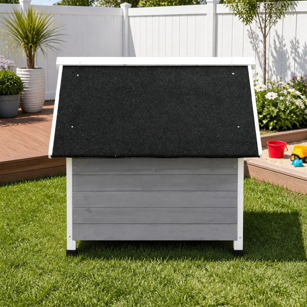 Dog Kennel Wooden Large Outdoor House Indoor Puppy Pet Cabin Weatherproof Grey