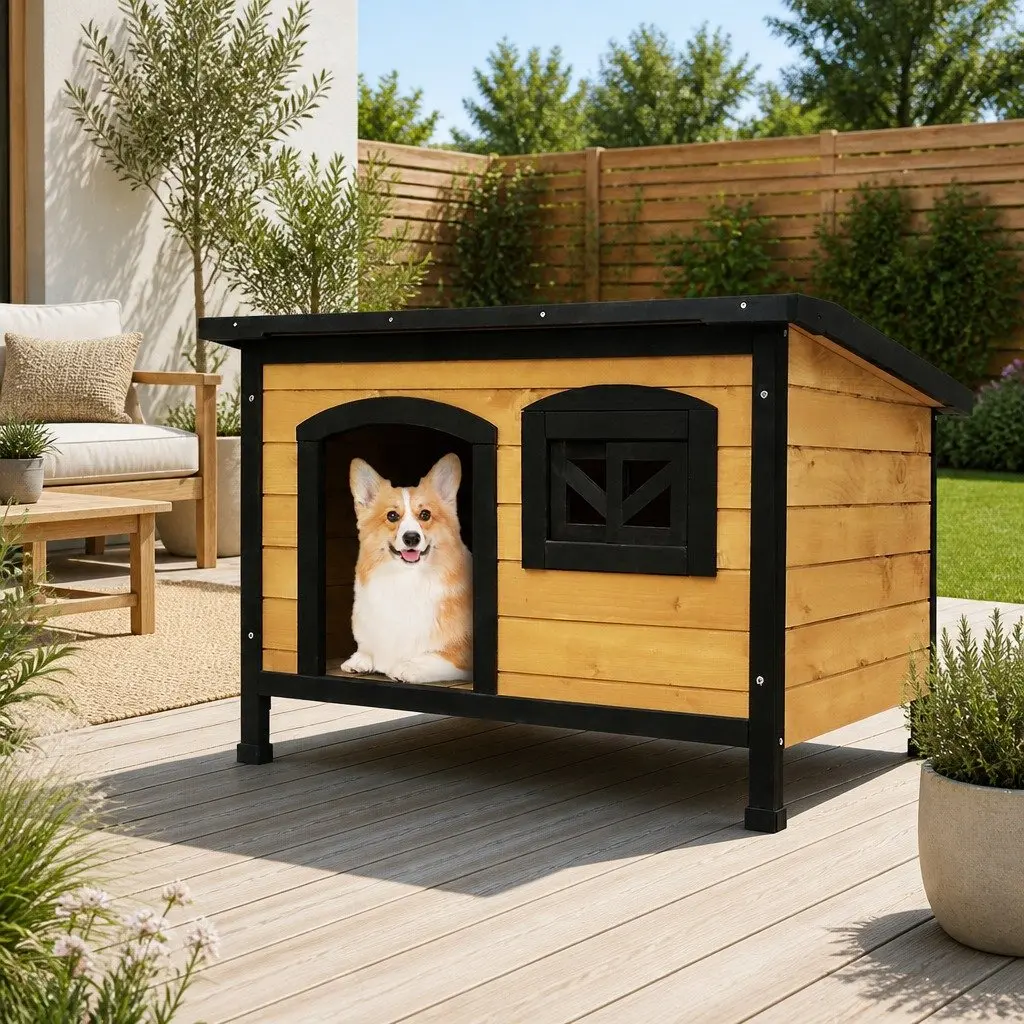Extra Large Wooden Dog Kennel Weatherproof Indoor Outdoor Pet House Cabin