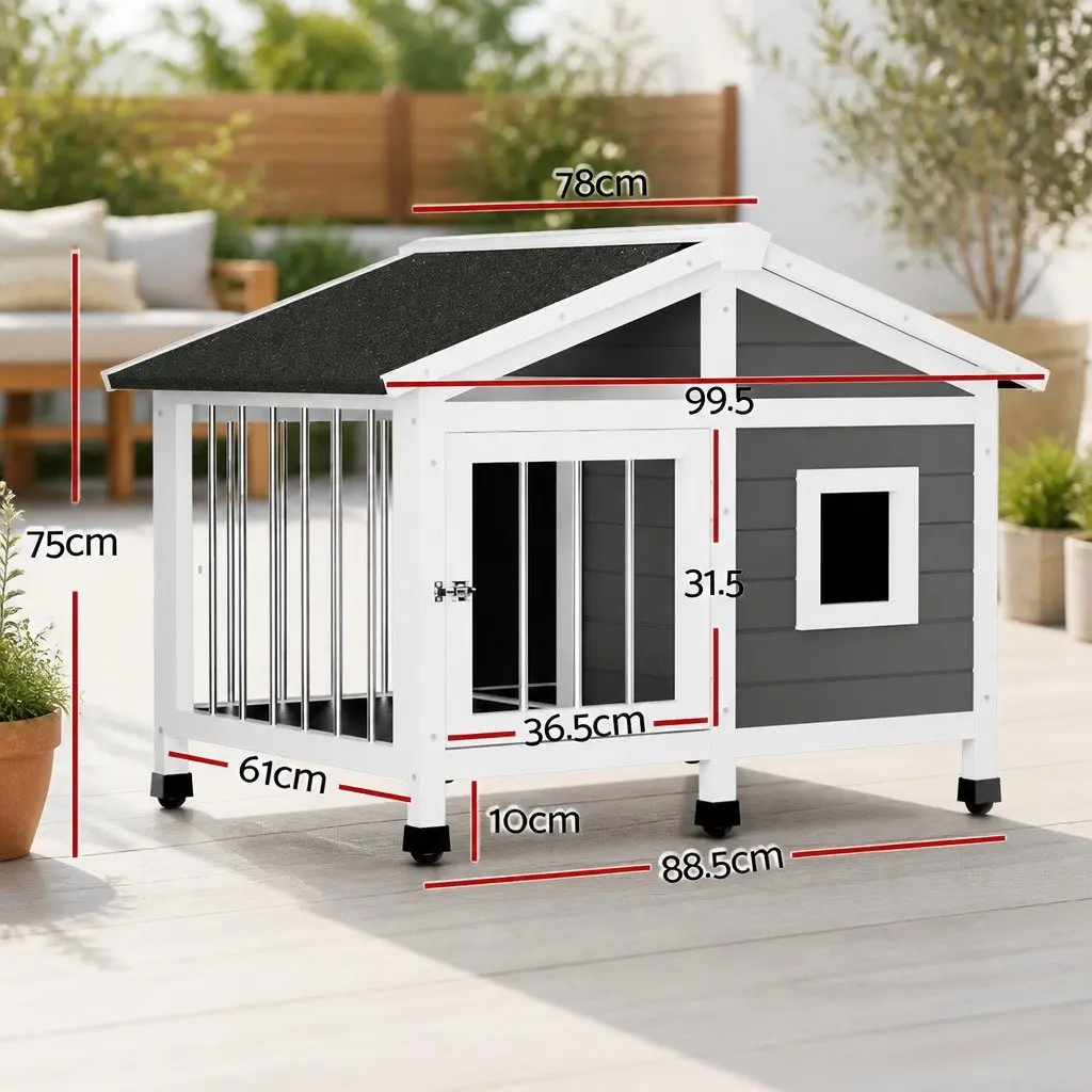 Dog Kennel House Large Wooden Outdoor Indoor Puppy Cabin Pet Home Shelter